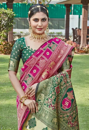 Luxurious Wine Jacquard Saree – Elegant Woven Festive & Wedding Wear