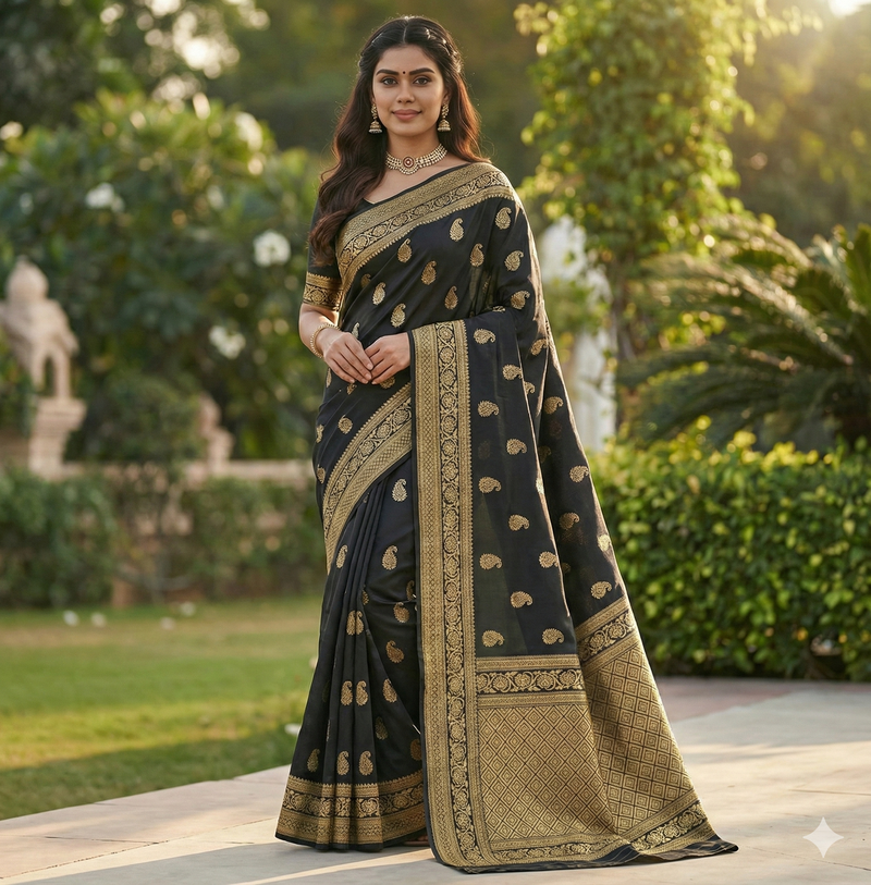 Classic Black Jacquard Saree