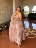 Dusty Pink Tabby Organza Anarkali Suit Set