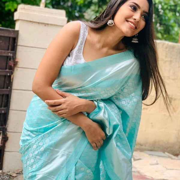 Elegant Sky Blue Jacquard Saree