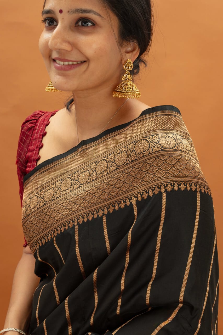 Black Jacquard Saree