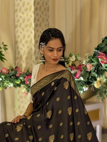 Elegant Brown Jacquard Saree – Premium Woven Saree for Festive, Party & Wedding Wear