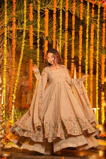 Beige Embroidered Anarkali Suit Set