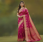 Cerise Pink Jacquard Saree