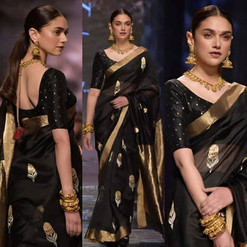 Luxury Black Jacquard Saree – Premium Woven Party & Festive Wear Saree
