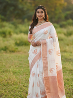 Elegant White Jacquard Saree