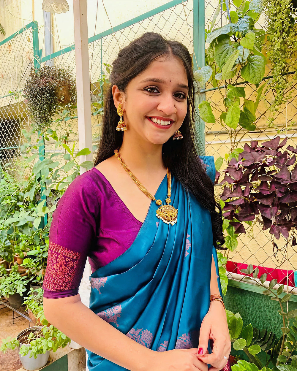 Royal Blue Jacquard Saree