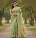 Pista Green Jacquard Saree