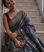 Graceful Grey Jacquard Saree