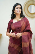 Elegant Maroon Jacquard Saree for Festive & Wedding Wear