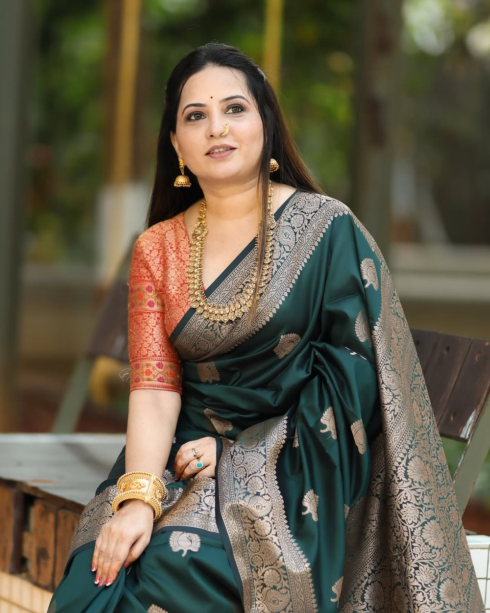 Elegant Green Jacquard Saree 