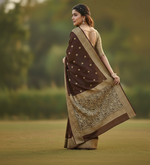 Chocolate Brown Jacquard Saree