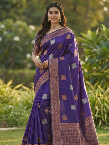 Purple Jacquard Saree – Luxurious Woven Elegance in a Royal Hue
