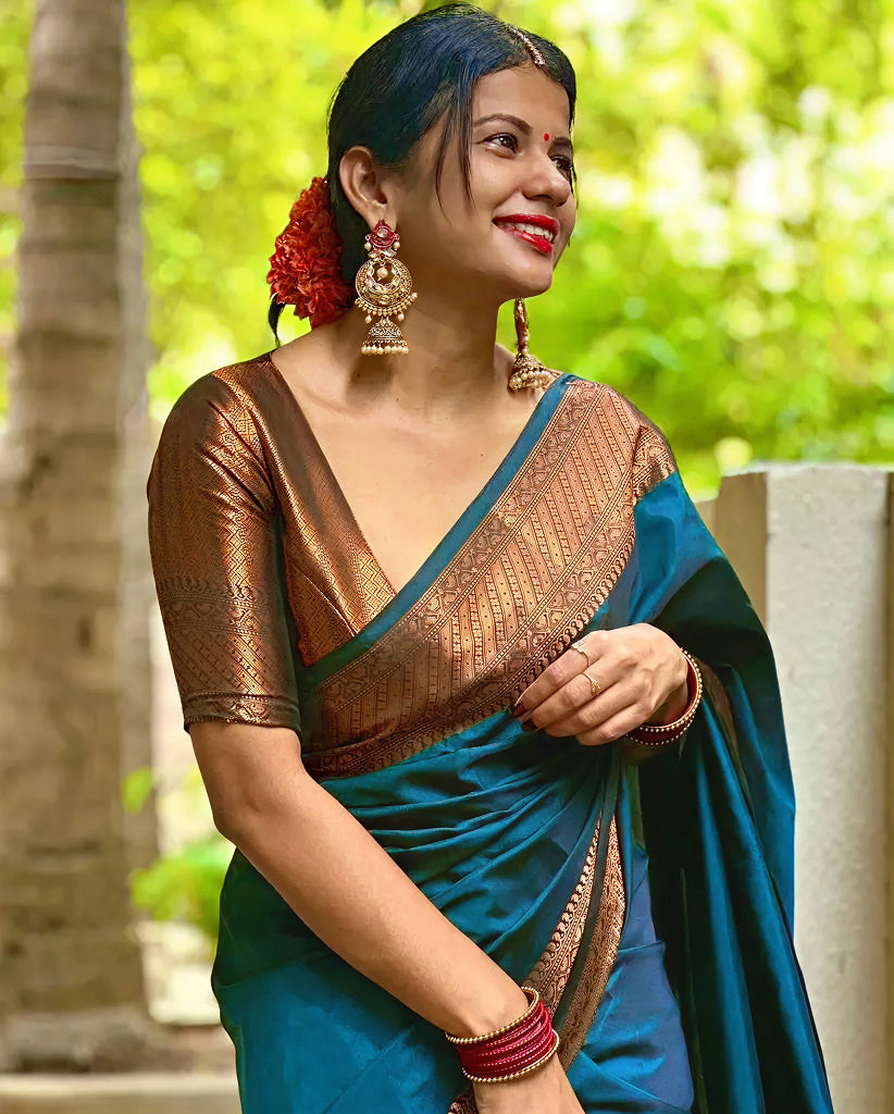 Dark Blue Jacquard Saree