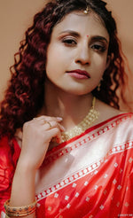 Vibrant Red Jacquard Saree