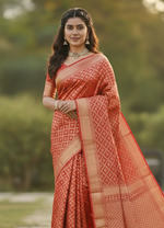 Classic Red Jacquard Saree