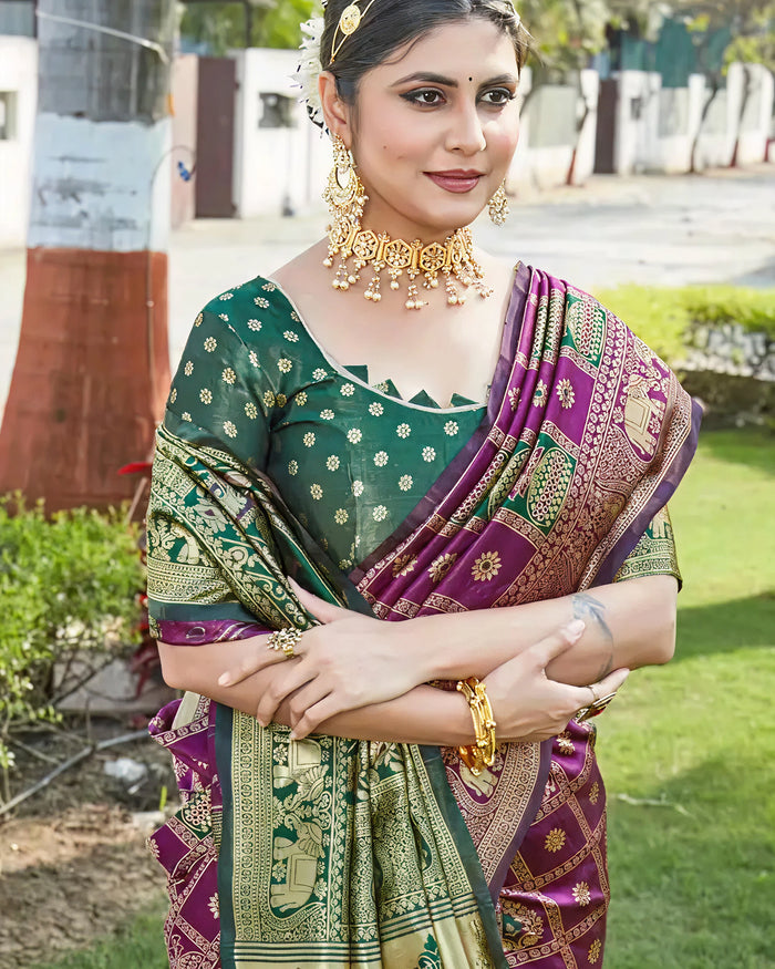 Graceful Purple Jacquard Saree – Premium Woven Traditional Wear for Festive & Party Occasions