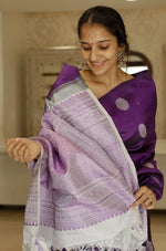 Elegant Dark Purple Jacquard Saree