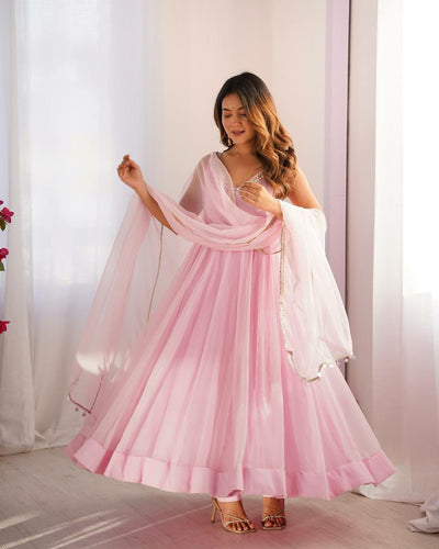 Blush Bloom Georgette Anarkali Suit Set