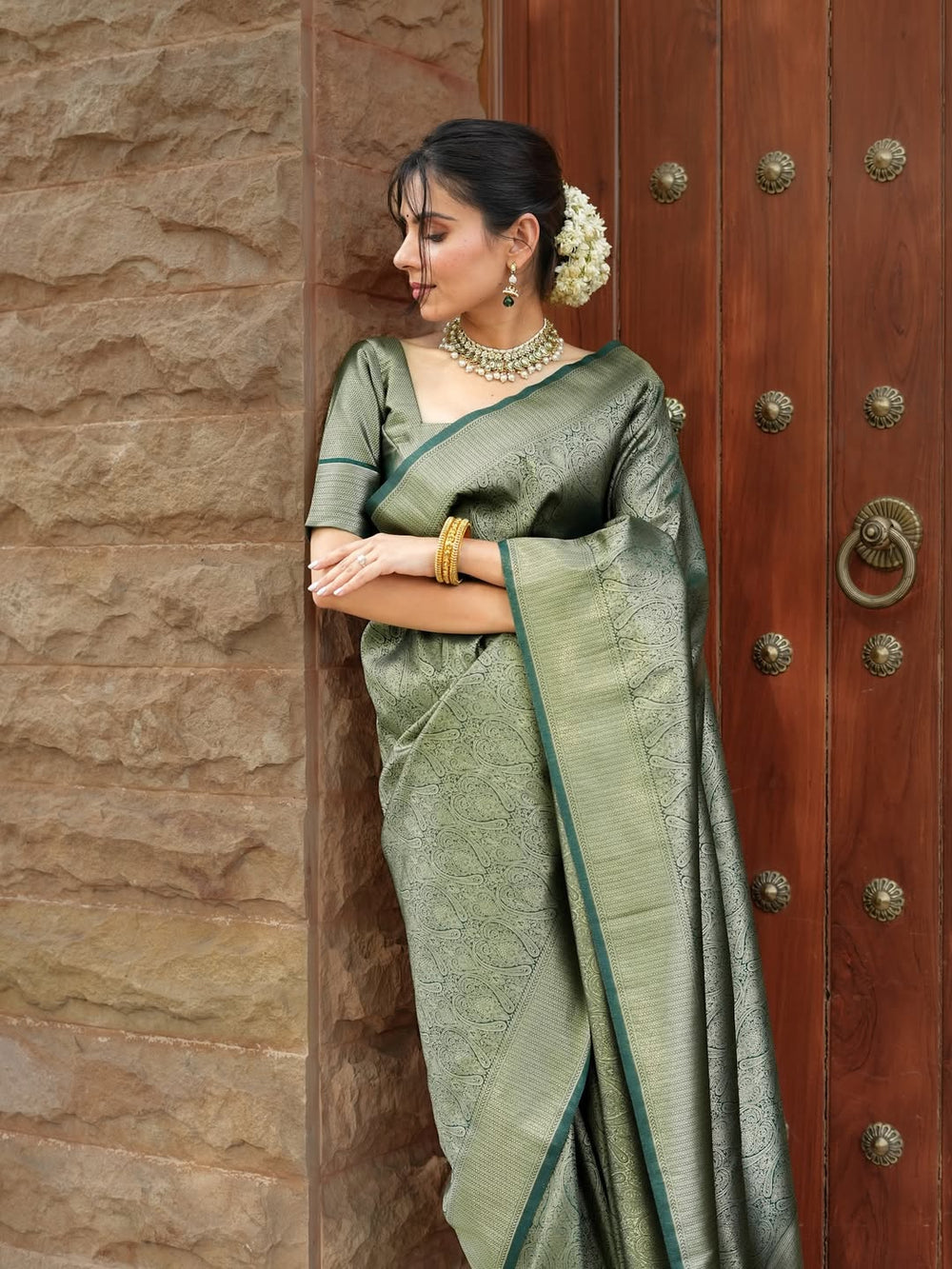 Green Jacquard Saree