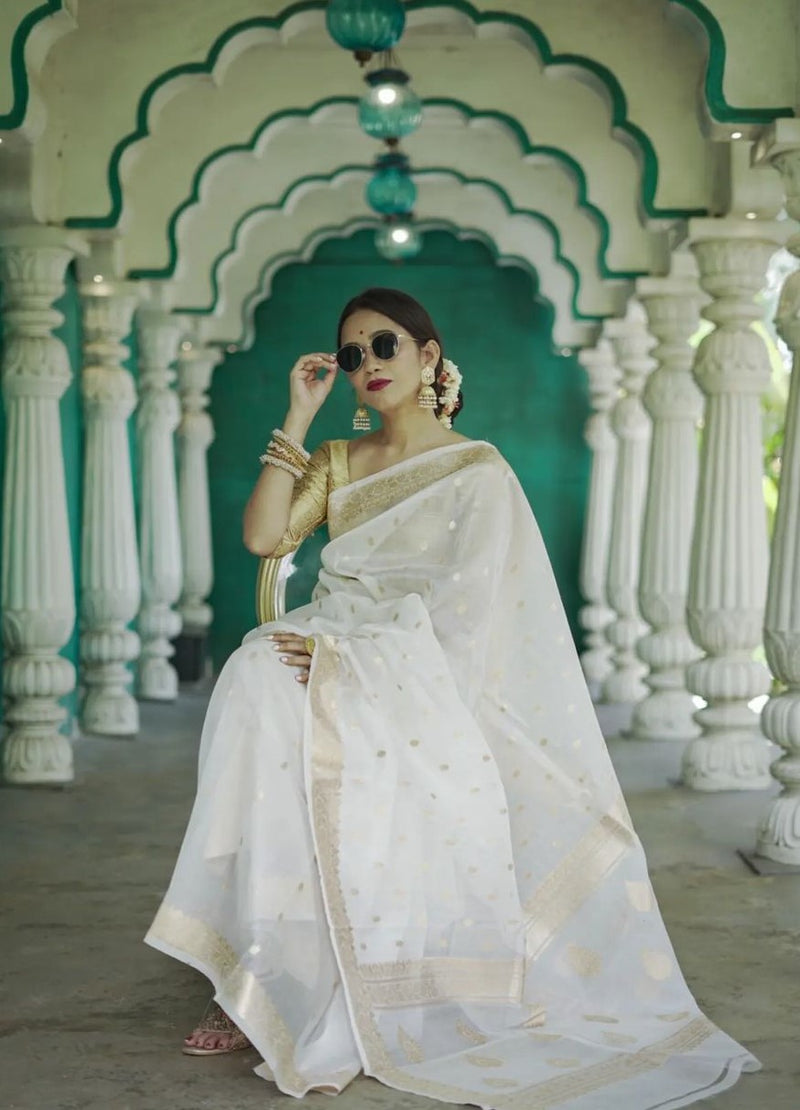 White Jacquard Saree