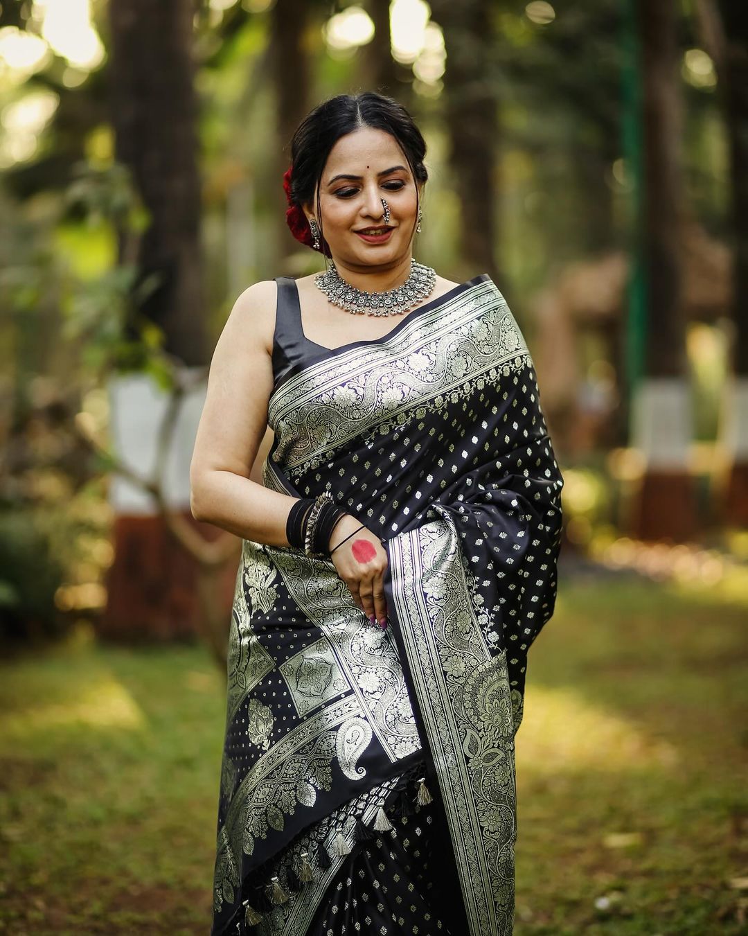 Opulent Black Jacquard Saree