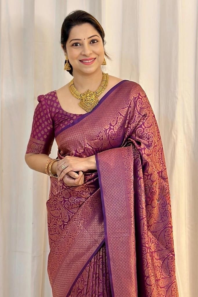 Royal Purple Jacquard Saree