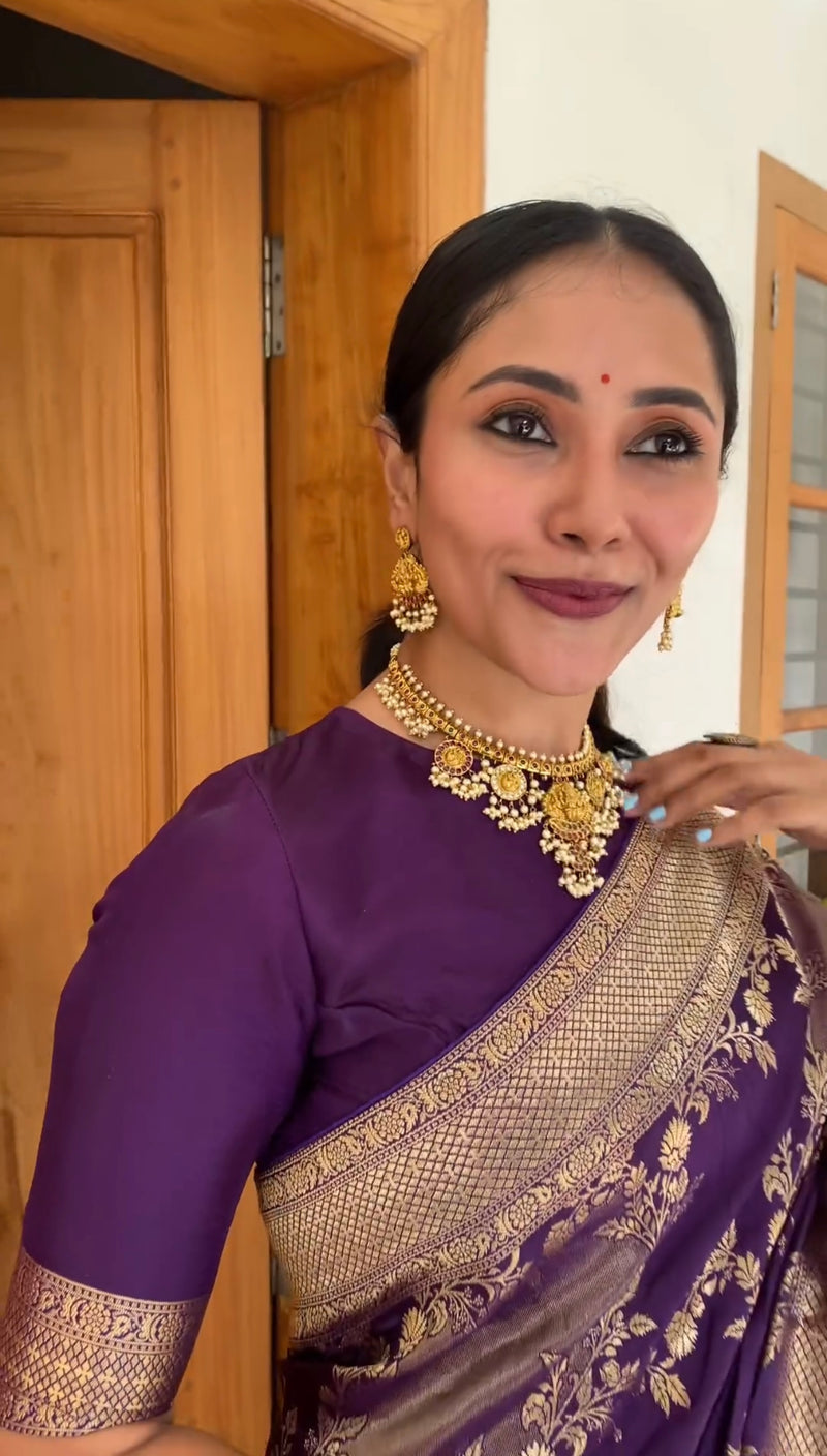 Dark Purple Jacquard Saree