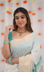 Sky Blue Jacquard Saree