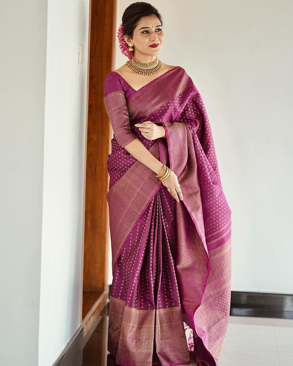 Royal Purple Jacquard Saree