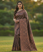Brown Jacquard Saree – Rich Woven