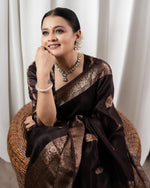 Classic Brown Jacquard Saree