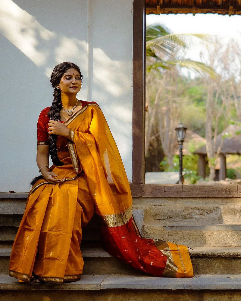 Yellow Jacquard Saree