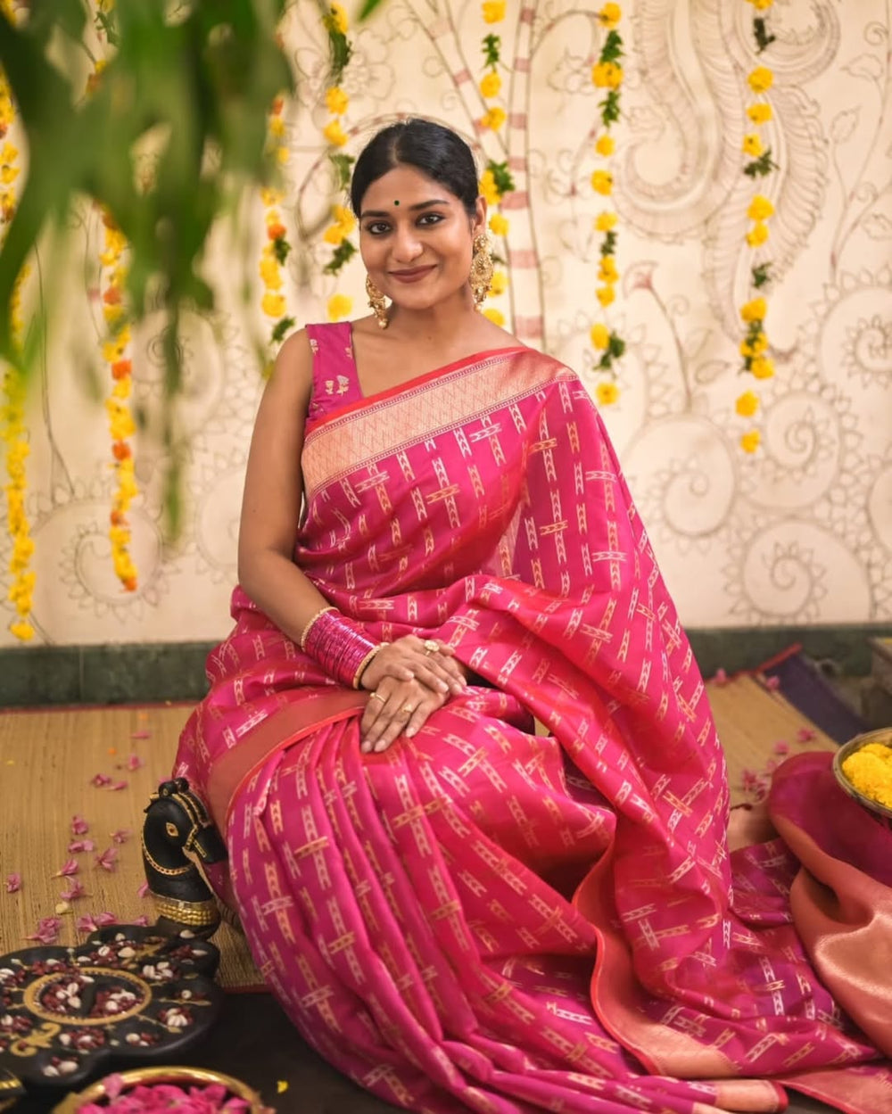 Maroon Jacquard Saree