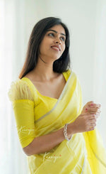Yellow Jacquard Saree