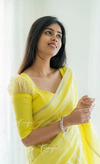 Yellow Jacquard Saree – Bright Festive Elegance with Luxurious Woven Detail