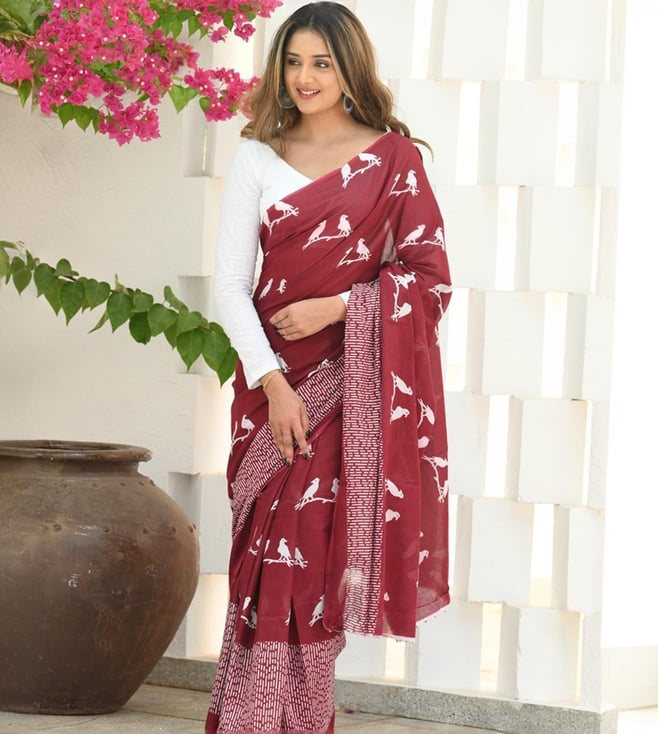 Maroon Jacquard Saree