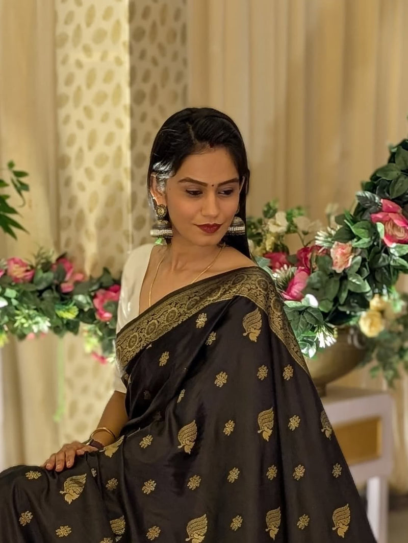 Elegant Brown Jacquard Saree