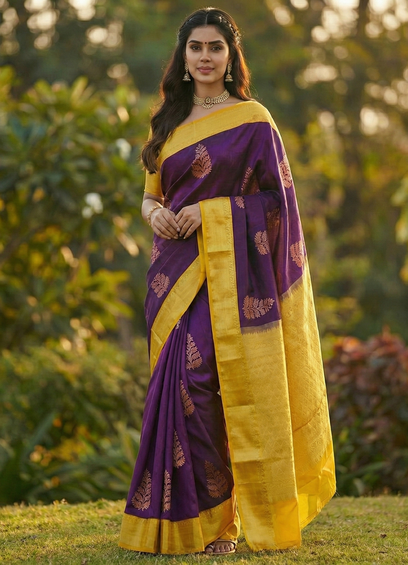 Purple Jacquard Saree