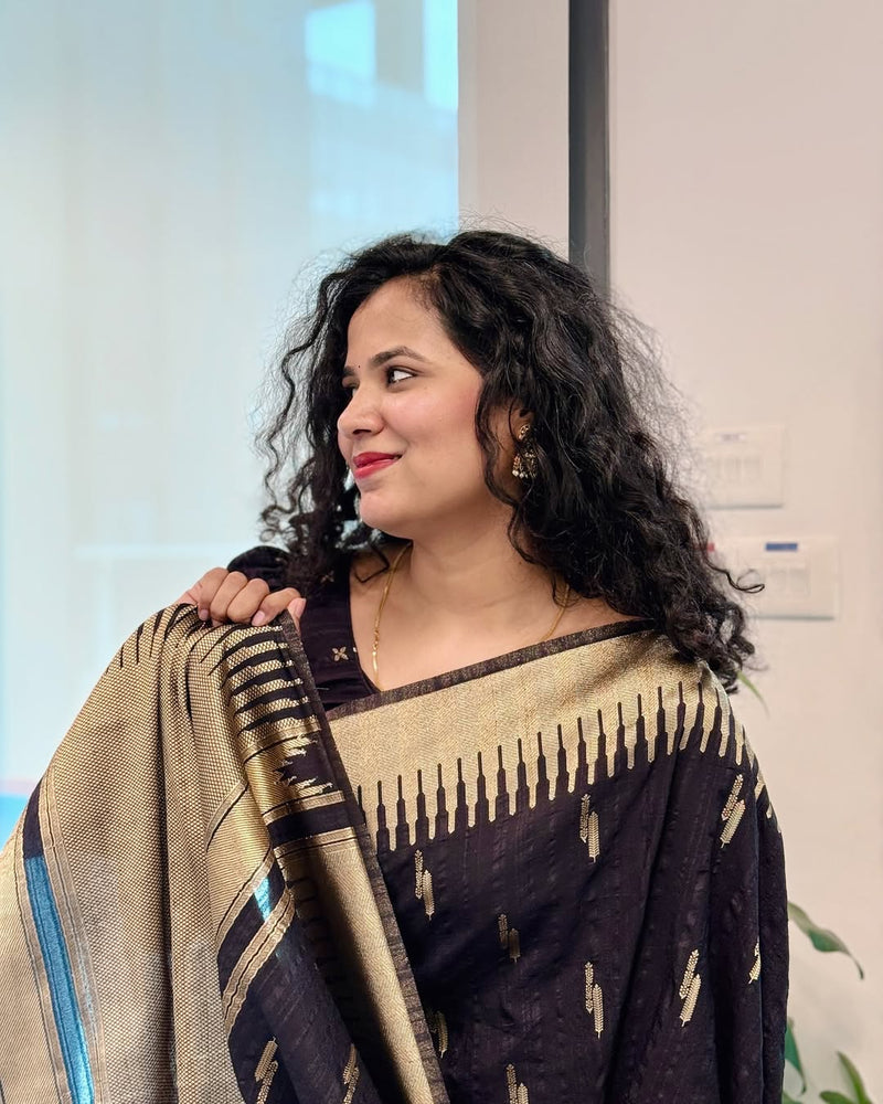 Luxury Black Jacquard Saree