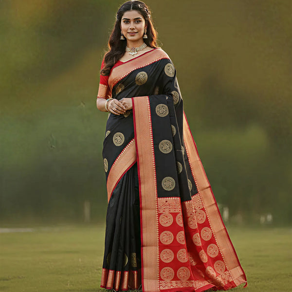 Elegant Black Jacquard Saree