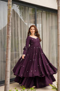 Royal Plum Rayon Anarkali Suit Set