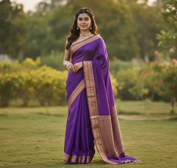 Royal Purple Jacquard Saree – Luxurious Festive & Wedding Wear