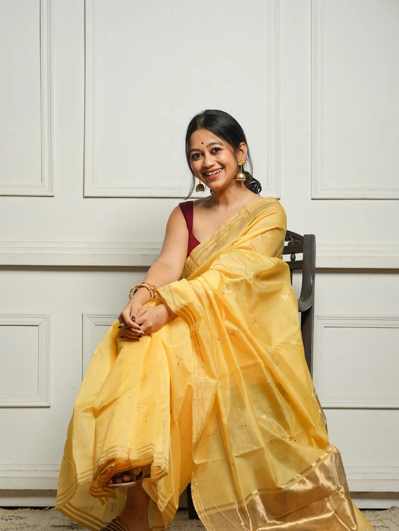 Yellow Jacquard Saree