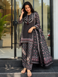 Black Printed Pure Natural Crepe Co-Ord Set