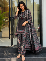 Black Printed Pure Natural Crepe Co-Ord Set