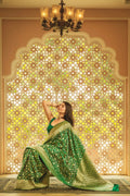 Vibrant Green Jacquard Saree – Premium Woven Saree for Festive, Wedding & Party Wear