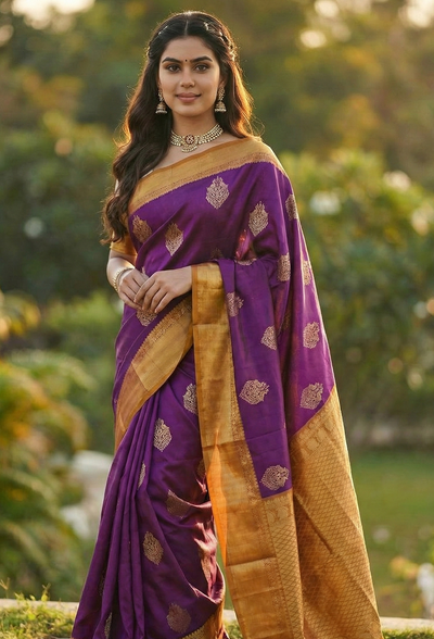 Elegant Purple Jacquard Saree