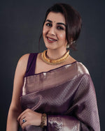 Majestic Dark Purple Jacquard Saree