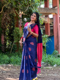 Dark Blue Jacquard Saree – Classic Elegance with Rich Woven Craftsmanship